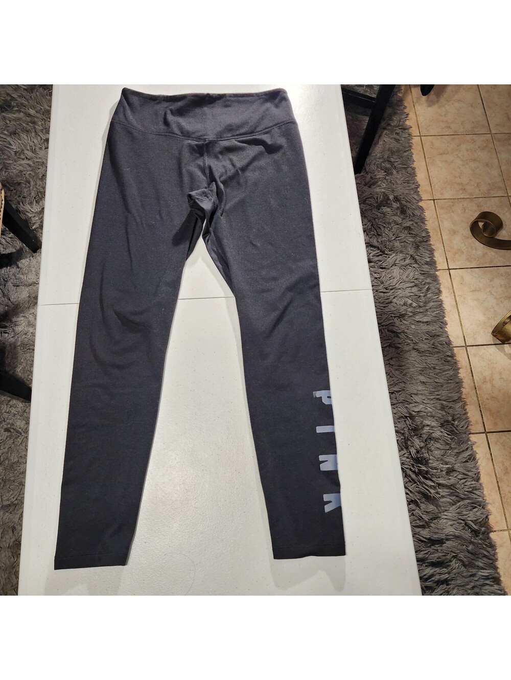 PINK Victoria's Secret COZY Black Ankle Leggings Elastic Waist Women's Size M